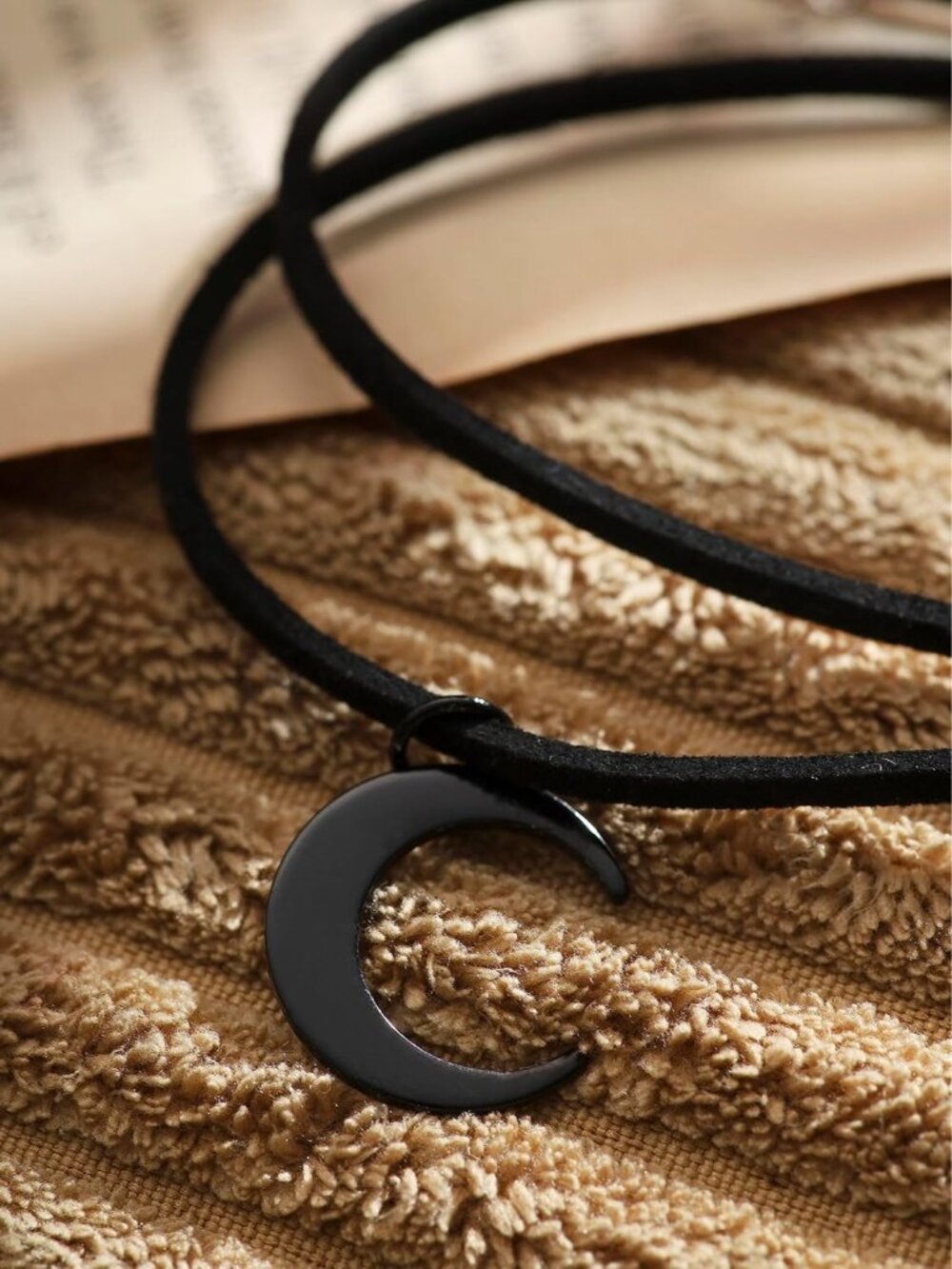 Gothic Layered Black Crescent Moon Choker, Moon Necklace, Gothic Emo Grunge Neck - Picture 5 of 6